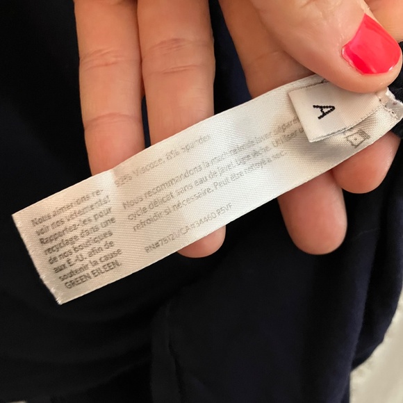 Eileen Fisher Petite Large PL High Low Tunic Dress Blue Navy Jersey Knit - Picture 5 of 5